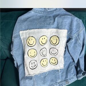 Altar'd State Blue Jean Jacket with Smiley Patch